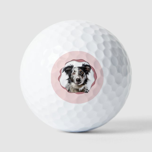 Modern Pink Photo Pet Dog Personalized Golf Balls (Front)