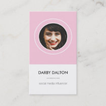 Modern Pink Photo Social Media Business Card