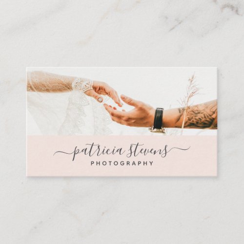 Modern pink photographer script typography photo business card