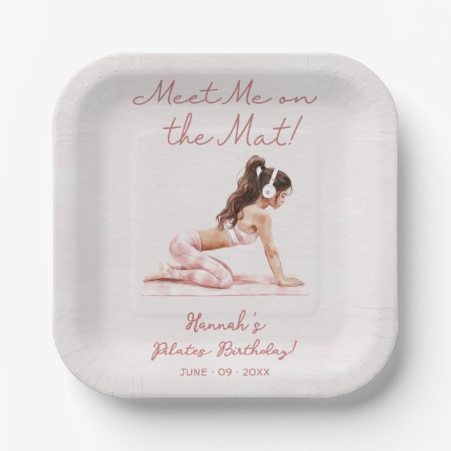 Modern Pink Pilates Princess Birthday Party  Paper Plates (Front)