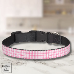 Modern Pink Plaid Check Pattern Design Pet Collar