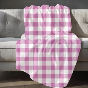 Modern Pink Plaid Gingham Pattern Fleece Blanket