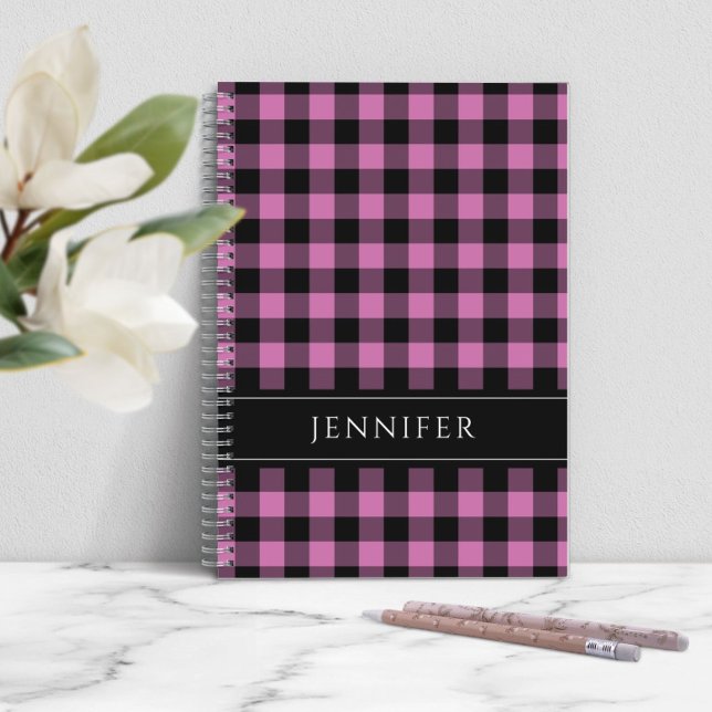 Modern Pink Plaid Name Notebook (Modern Pink Plaid Name Notebook)