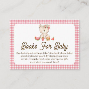 Modern Pink Plaid Teddy Bear Baby Shower Insert