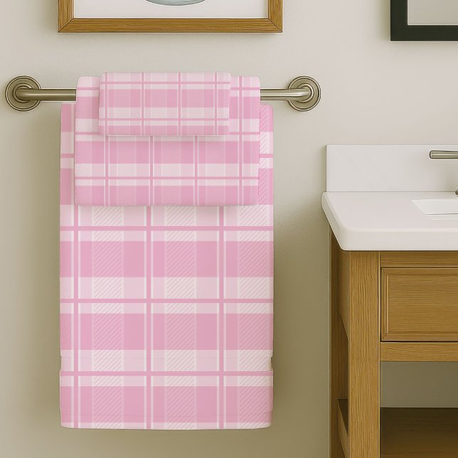 Modern Pink Plaid Towels Subtle and Stylish Touch (Modern Pink Plaid Towels Subtle and Stylish Touch)