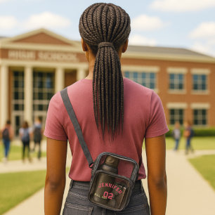 Modern Pink Player Jersey Number Clear Stadium Bag