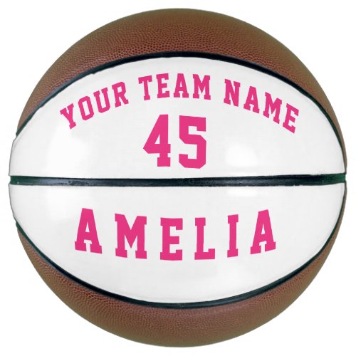 Modern Pink Player Team Name Number  Basketball