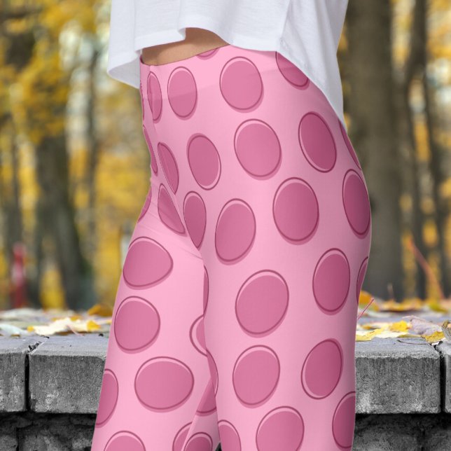 Modern Pink Polka Dot Pattern Leggings (Polka Dot on Carnation Pink Leggings)