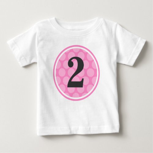 Modern Pink Polka Dot Second Birthday Girl Baby T_Shirt