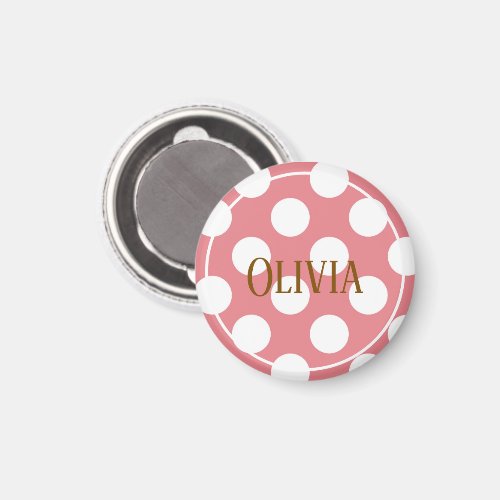 Modern Pink Polka Dots Magnet