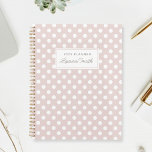 Modern Pink Polka Dots Planner<br><div class="desc">Custom-designed planner notebook featuring white polka dots on dusty pink color with personalized name..</div>
