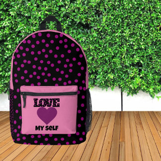Modern Pink Polka Dots Printed Backpack