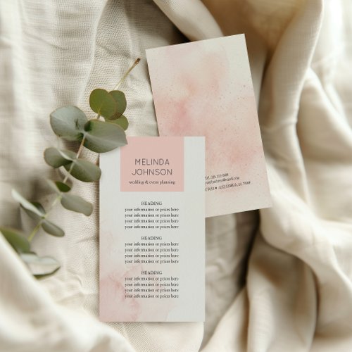Modern Pink Pricing or Services Rack Card