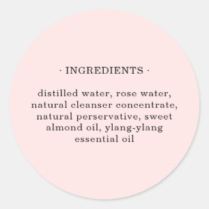 Modern Pink Product Ingredient List Classic Round Sticker