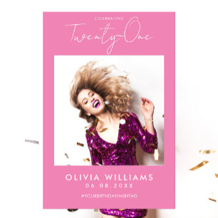 Modern Pink Prop 21st Birthday Selfie Photo Frame Foam Board