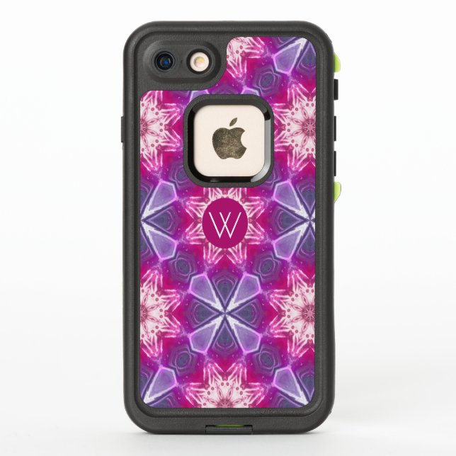 Modern Pink Purple Abstract Pattern LifeProof iPhone Case (Back)