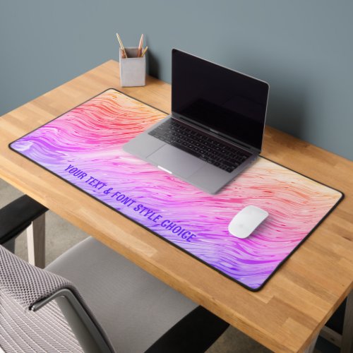 Modern Pink Purple Abstract Waves Personalized Desk Mat