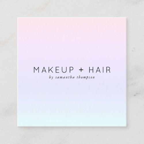 Modern pink purple blue gradient minimalist beauty square business card