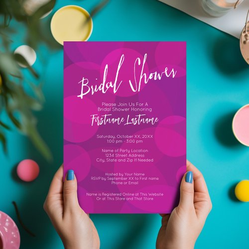 Modern Pink Purple Bokeh Wedding Bridal Shower Invitation