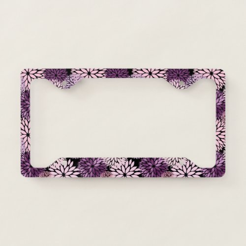 Modern Pink Purple Dahlia Floral License Plate Frame