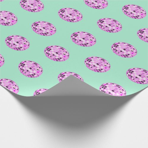 Modern Pink Purple Disco Ball Pattern Magic Mint Wrapping Paper