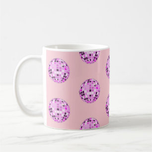 Modern Pink Purple Disco Ball Pattern Pastel Pink Coffee Mug