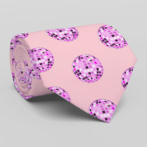 Modern Pink Purple Disco Ball Pattern Pastel Pink  Neck Tie