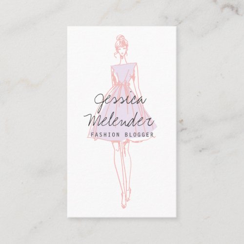 Modern pink purple fashion illustration script business card
