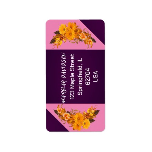 Modern Pink Purple Floral Boho Aesthetics Trindy  Label