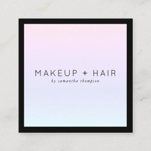 Modern pink purple gradient holographic makeup square business card