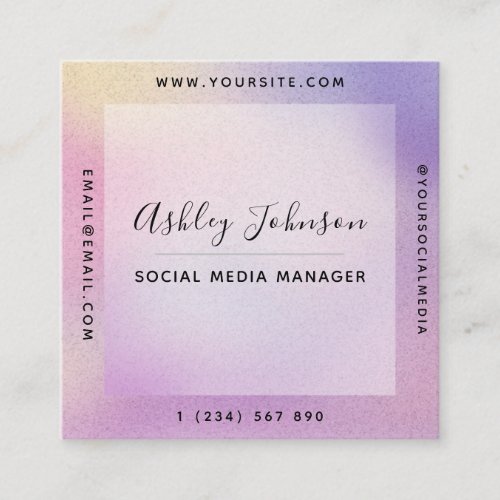 Modern Pink Purple Gradient Social Media QR Code Square Business Card