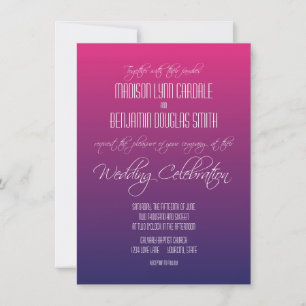 Modern Pink Purple Gradient Wedding Invitations