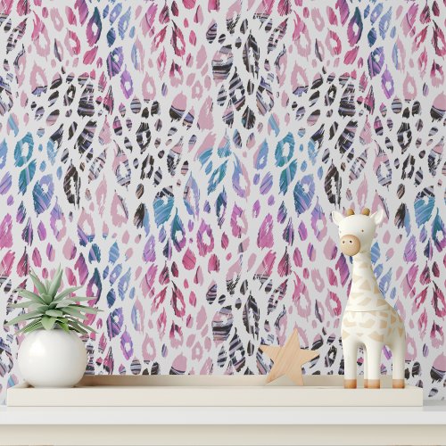 Modern Pink Purple Leopard Print Girly Pattern Wallpaper