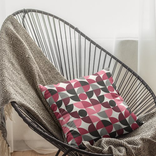Modern Pink Purple Magenta Geometric Pattern Throw Pillow