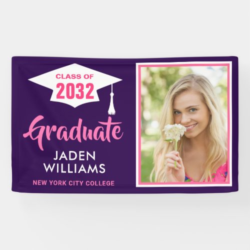 Modern Pink Purple PHOTO Graduation Graduate Banner