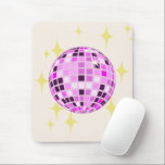 Modern Pink Purple Retro Disco Ball Beige Mouse Pad<br><div class="desc">Dance,  dance! Evergreen disco mirrorball design for every dancing queen. Disco ball illustration pink aesthetic home decor,  party products and gifts.</div>