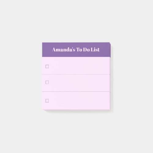 Modern Pink Purple To Do List with Custom Name Post_it Notes