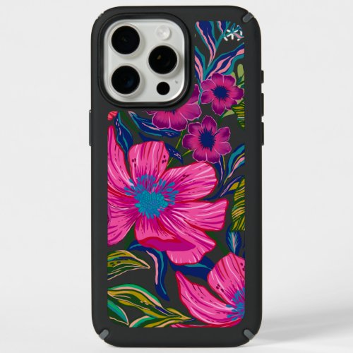 Modern pink purple watercolor floral  iPhone 15 pro max case
