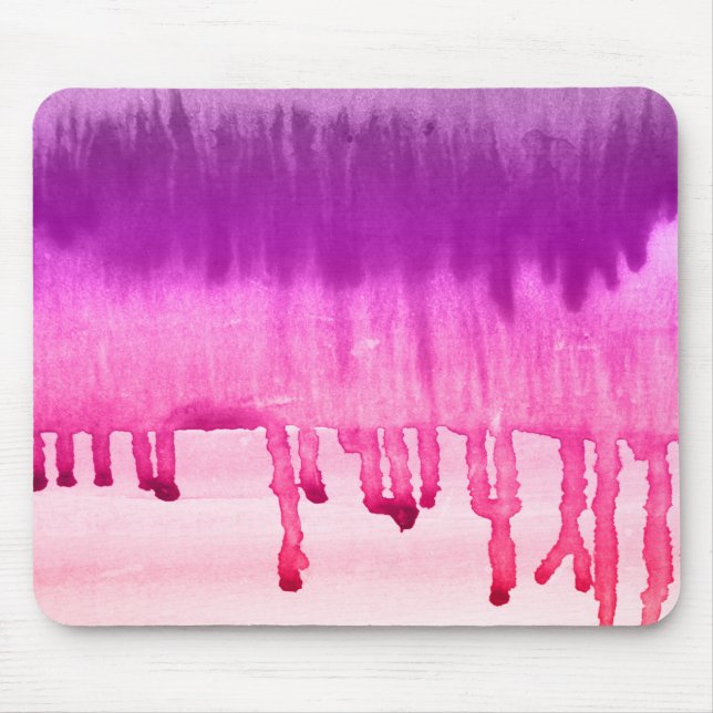 Modern Pink Purple Watercolor Ombre Mouse Pad (Front)