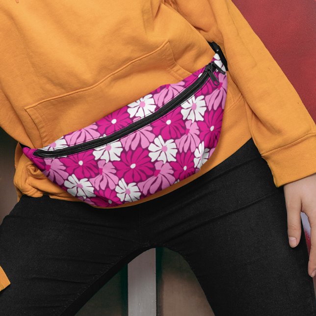 Modern Pink Purple White Floral Girly Pattern Fanny Pack (Creator Uploaded)