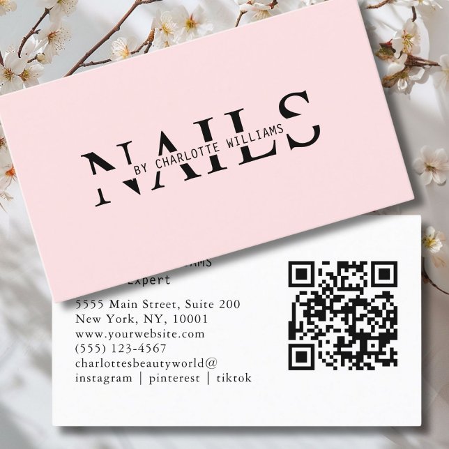 Modern, Pink, QR Code Business Card (Modern, Pink, QR Code Business Card. Perfect for Beauty, Nails, Lashes, Hair experts and more.)
