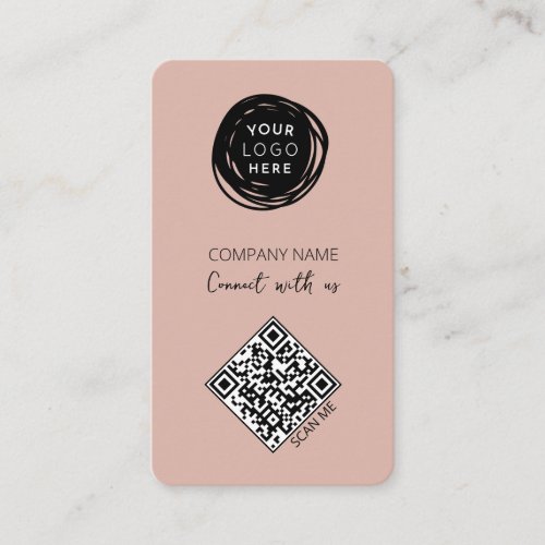 Modern Pink QR Code Social Media Business Card