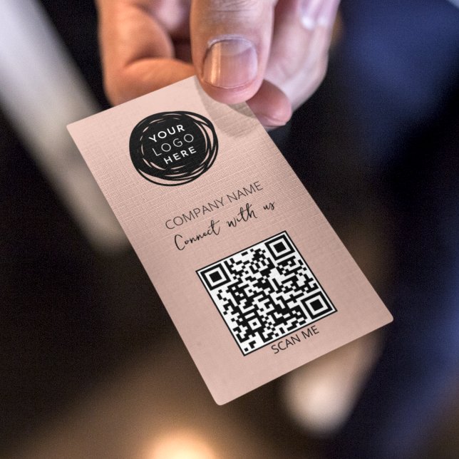 Modern Pink QR Code Social Media Business Card (Creator Uploaded)