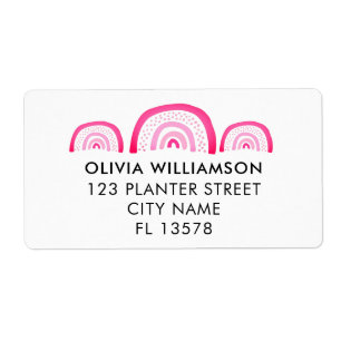 Modern Pink Rainbow address Label