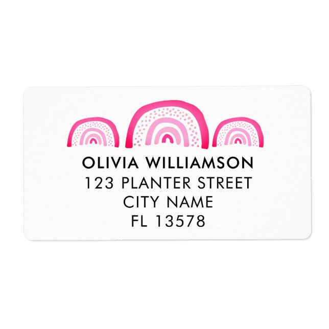 Modern Pink Rainbow address Label (Front)