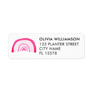 Modern Pink Rainbow address Label