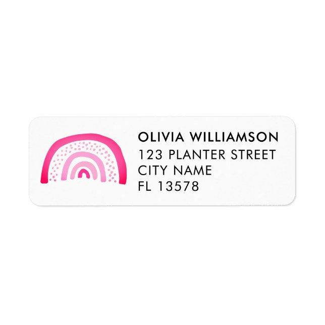 Modern Pink Rainbow address Label (Front)