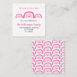 Modern Pink Rainbow Moving House Note Card