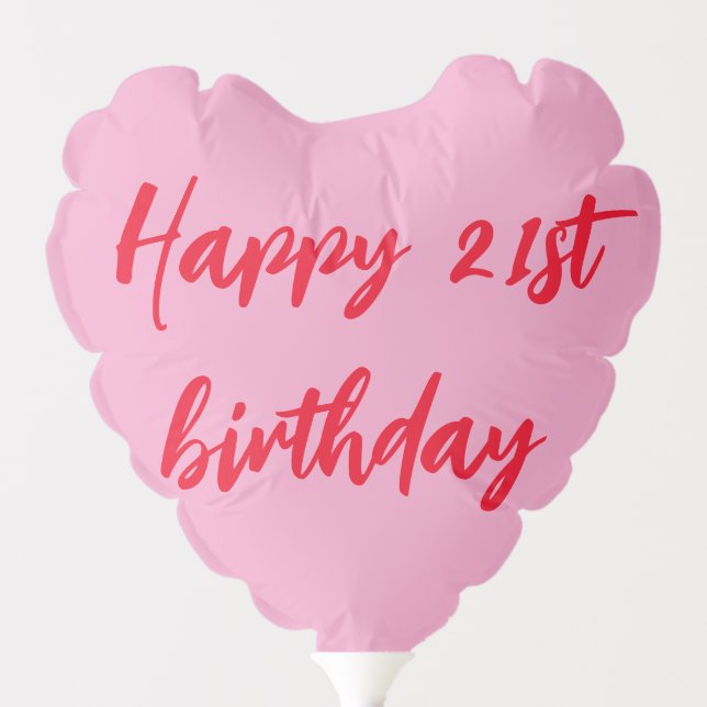 Modern Pink Red 21st Birthday Ballon Balloon (Front)
