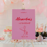 Modern Pink Red 21st Birthday Welcome Sign<br><div class="desc">Celebrate your birthday in style with our unique design Modern Pink Red Birthday Welcome Sign. This design features our original vintage inspired illustration with a modern twist. All details in this design are editable including illustration and background color. Create a cohesive look with the rest of items in our collection....</div>